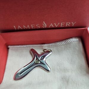 James Avery Retired SS & Gold Heart  Light of the World Cross Pendant